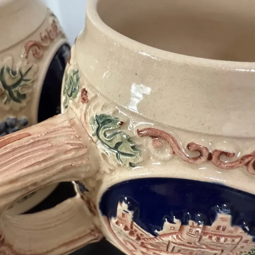 Gerz West Germany Castle Stein Small Mug Cups Set 0f 4
